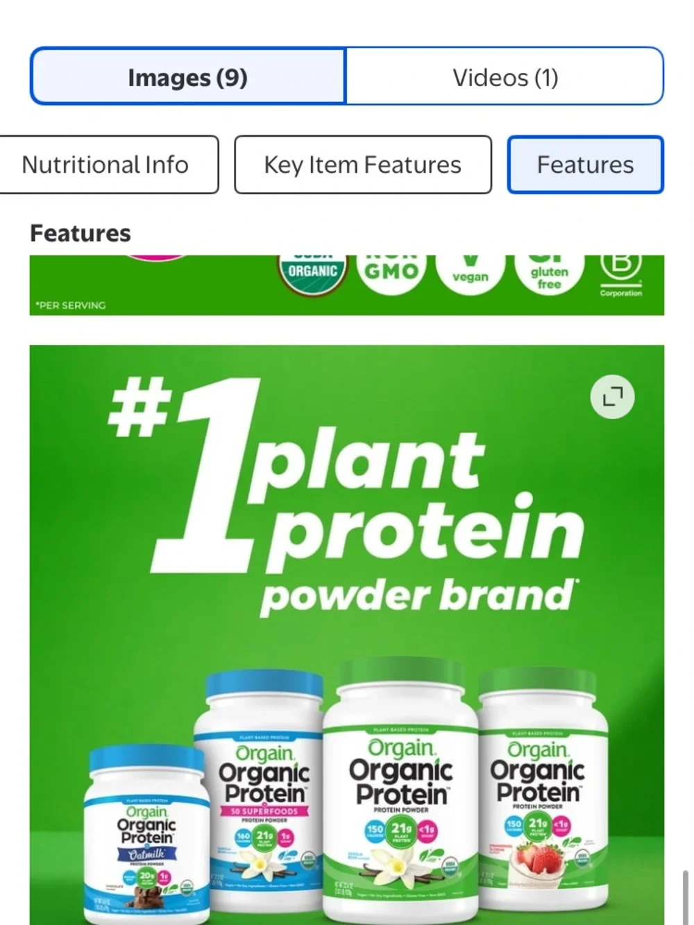 Organic Protein Powder - Vanilla (Green Accent)